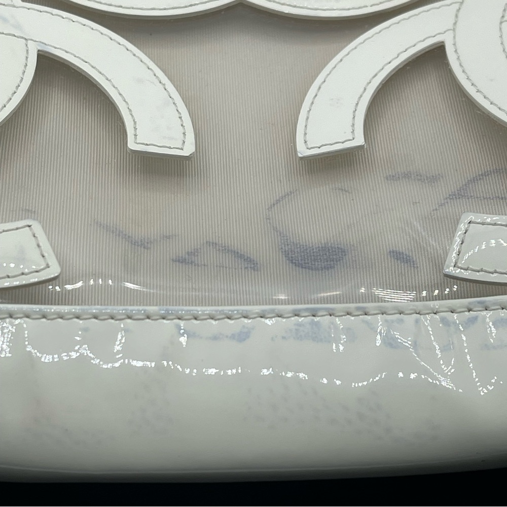 Chanel Vinyl Clear Triple CC Logo Coco Transparent Plastic Tote Shoulder Bag - Picture 8 of 16